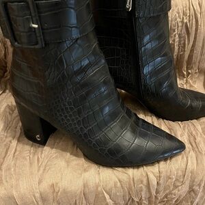 Circus by Sam Edelman Black Croc-Embossed Heeled Boots